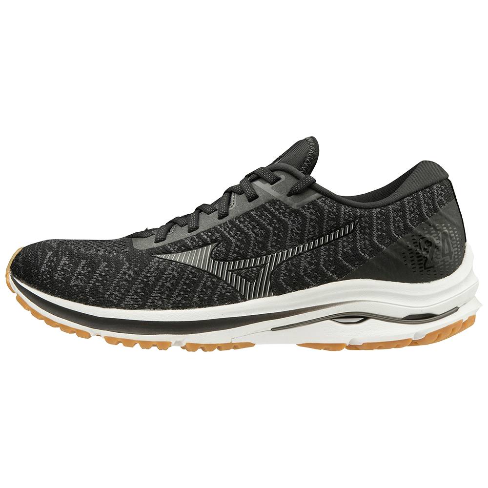 Mizuno Wave Rider 24 WAVEKNIT™ - Erkek Koşu Ayakkabısı - Siyah/Koyu Gri Türkiye (COBWJQ-912)